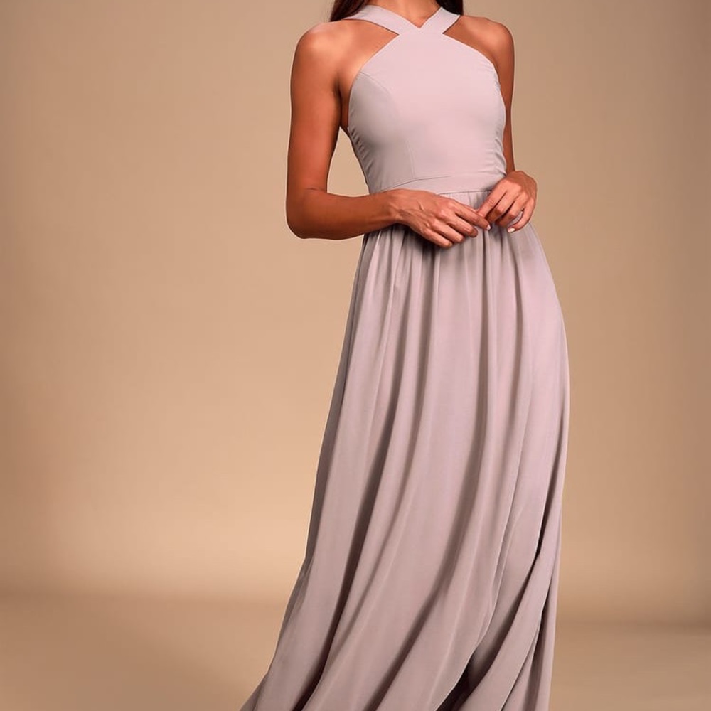 Lulus Air of Romance Taupe maxi dress (xs)